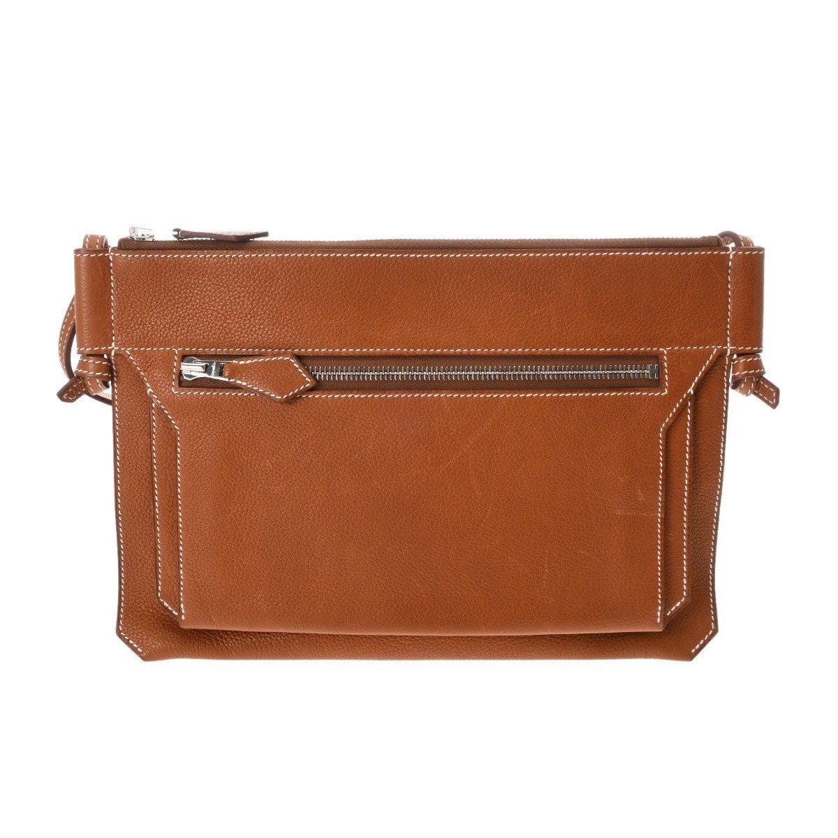 HERMES Ultra Pla GM Fauve Z Engraved 2021 Baenia Fauble Shoulder Bag in Tan Leather 984153