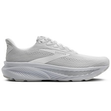 Women's Brooks Ghost 17, White/White/Grey, 7 D Wide US