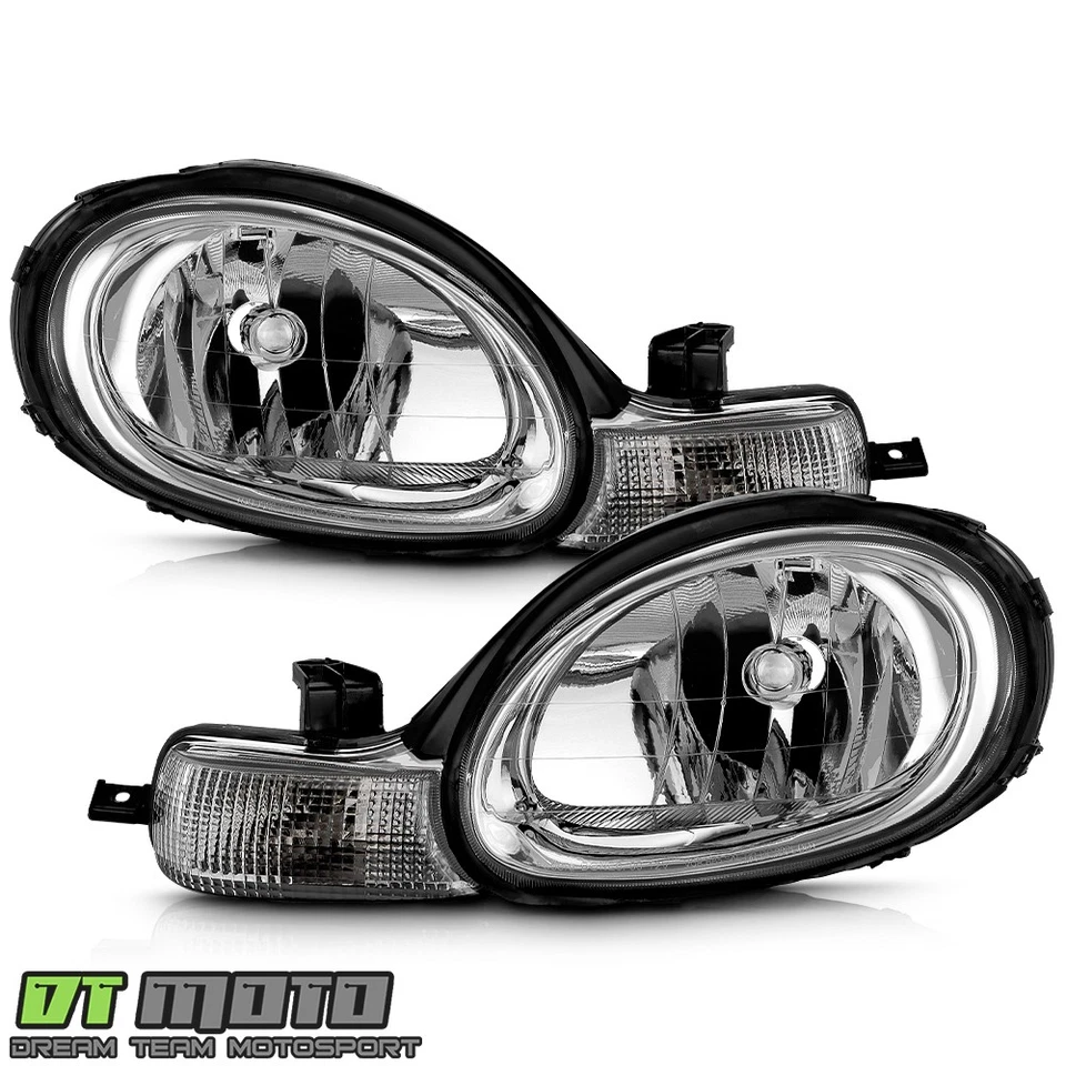 For 2000 2001 2002 Dodge|Chrysler Neon Chrome Headlights Headlamps Left+Right - Image 2 of 4