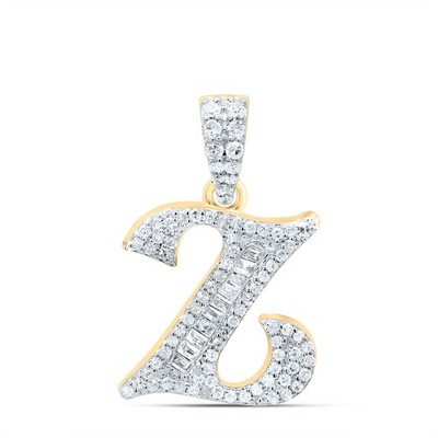 10k Gelbgold 1,89g 0,27ctw natürlicher Diamant Initiale ''Z'' Anhänger Baguette Charm