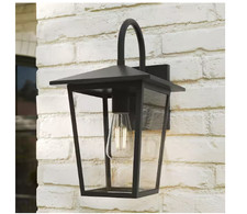 Hampton Bay Rosebrook 16 in. 1-Light Black Outdoor Hardwired Wall Lantern Sconce