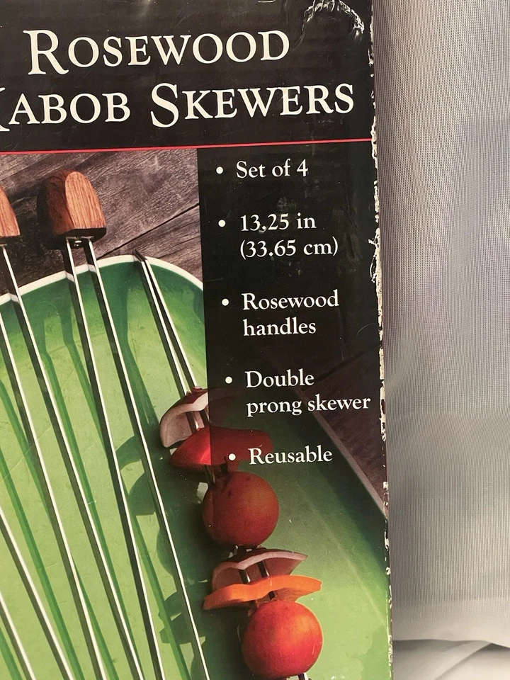 Rosewood Kabob Skewers Set Of 4 Double Prong Skewer Reusable - Image 2 of 4