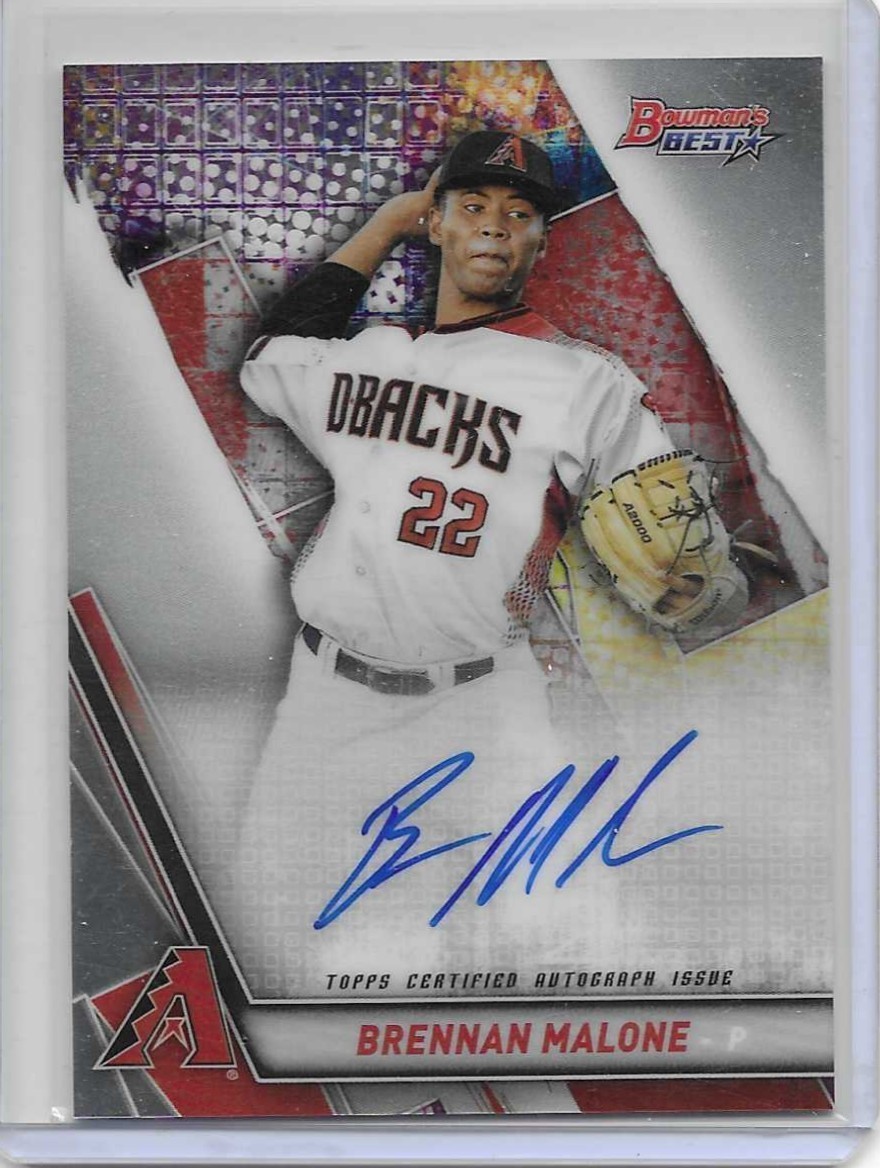 2019 Bowman's Best - Autographs Brennan Malone #B19-BM (AU, RC) D Backs