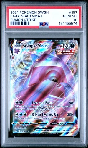 2021 POKEMON SWORD & SHIELD FUSION STRIKE #157 FULL ART/GENGAR VMAX PSA 10