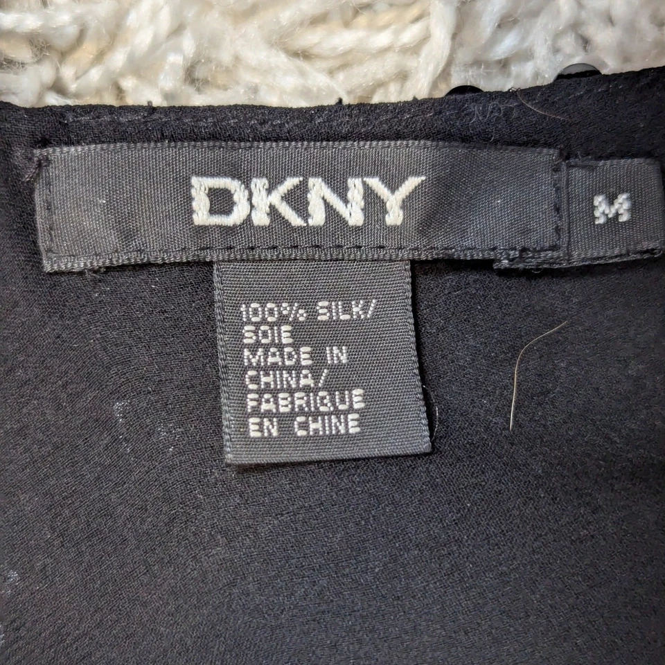 Camiseta sin mangas vintage DKNY seda lentejuelas cami transparente negra talla mediana Foto 4 de 4