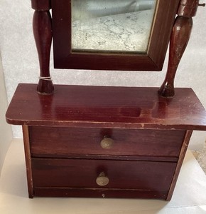 ANTIQUE  WOODEN DOLL DRESSER 8” TALL