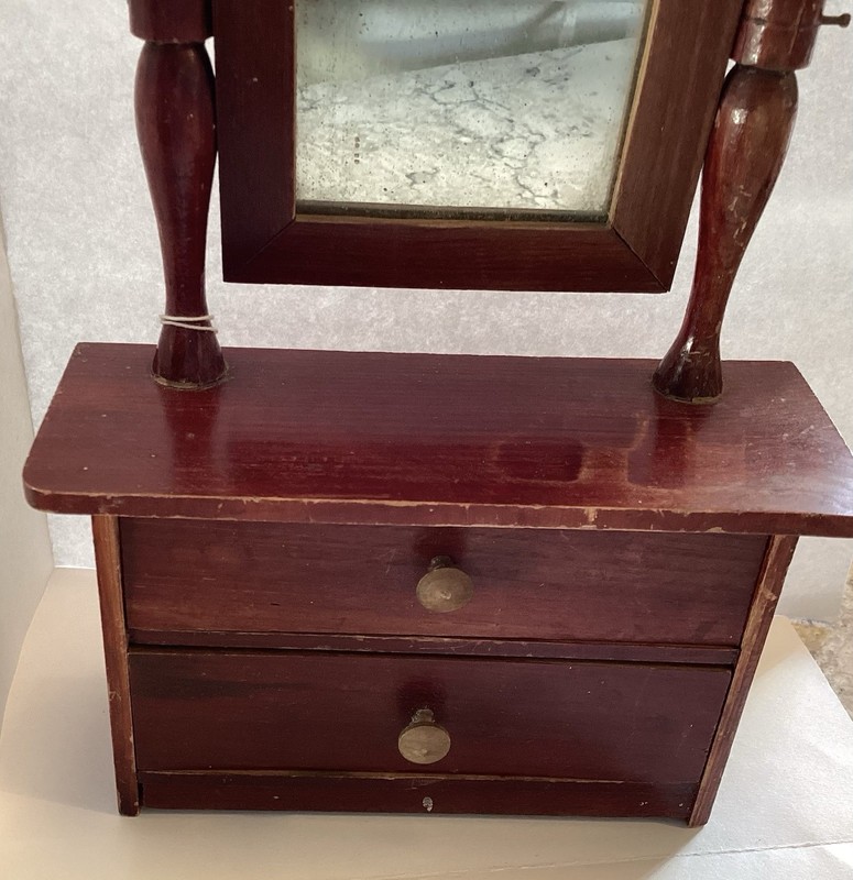 ANTIQUE  WOODEN DOLL DRESSER 8” TALL