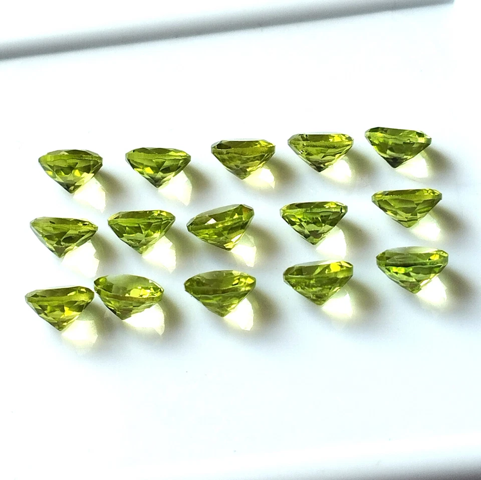 Natural Peridot 6X6 mm Round Shape Faceted Untreated Wholesale Loose Gemstone - Image 3 of 4