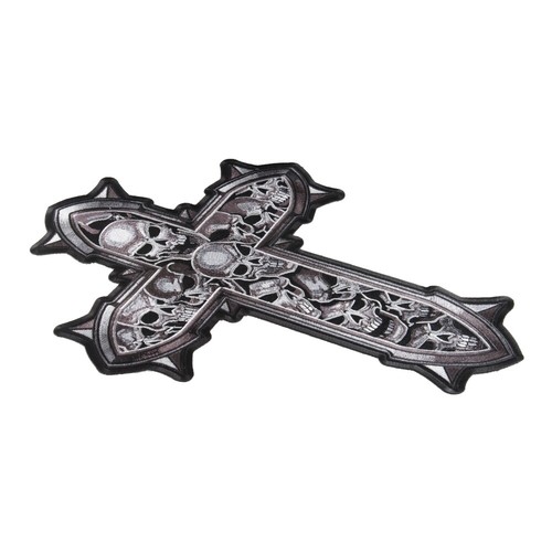 Subdued Gray Skulls Cross Patch, Skull Back Patches - Picture 2 of 5