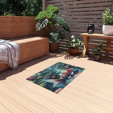 Tapis d'extérieur vibrant poisson koï, décoration de jardin, tapis de patio, maison boho, côté étang