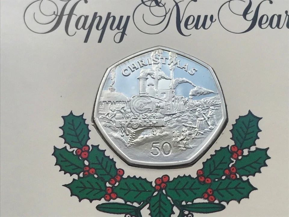1984 ISLE OF MAN CHRISTMAS 50 PENCE ~ BB DIE ~ PROOF DIAMOND FINISH DOUBLE CROWN - Image 2 of 4