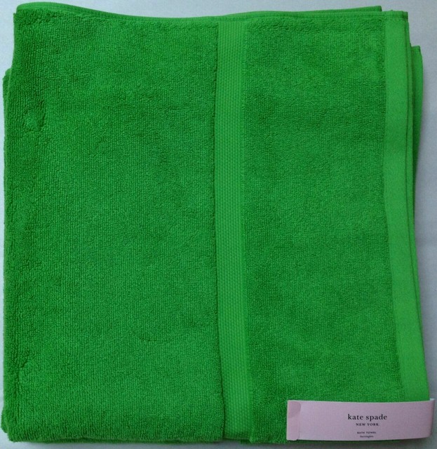 NWT Set Of 3 KATE SPADE HARRINGTON Apple Kelly GREEN Cotton Bath Towel