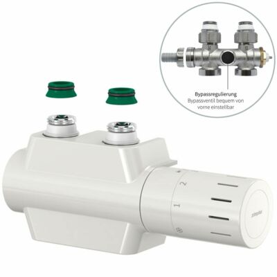 Simplex Vario Design Ventilhahnblock Ein- u. Zweirohr m. Bypass F12165 Weiß