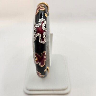 Ein hervorragender Vintage Fidia Gioielli Diamant 18 Karat Gold & Cloisonne Emaille Armreif