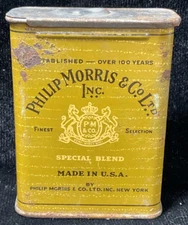 Vintage Cigarette Tin PHILLIP MORRIS  & CO. Special Blend Tobacco Empty TIN