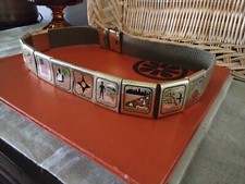 Vintage Boy Scout Green Belt With Award Badges And Brass Buckle