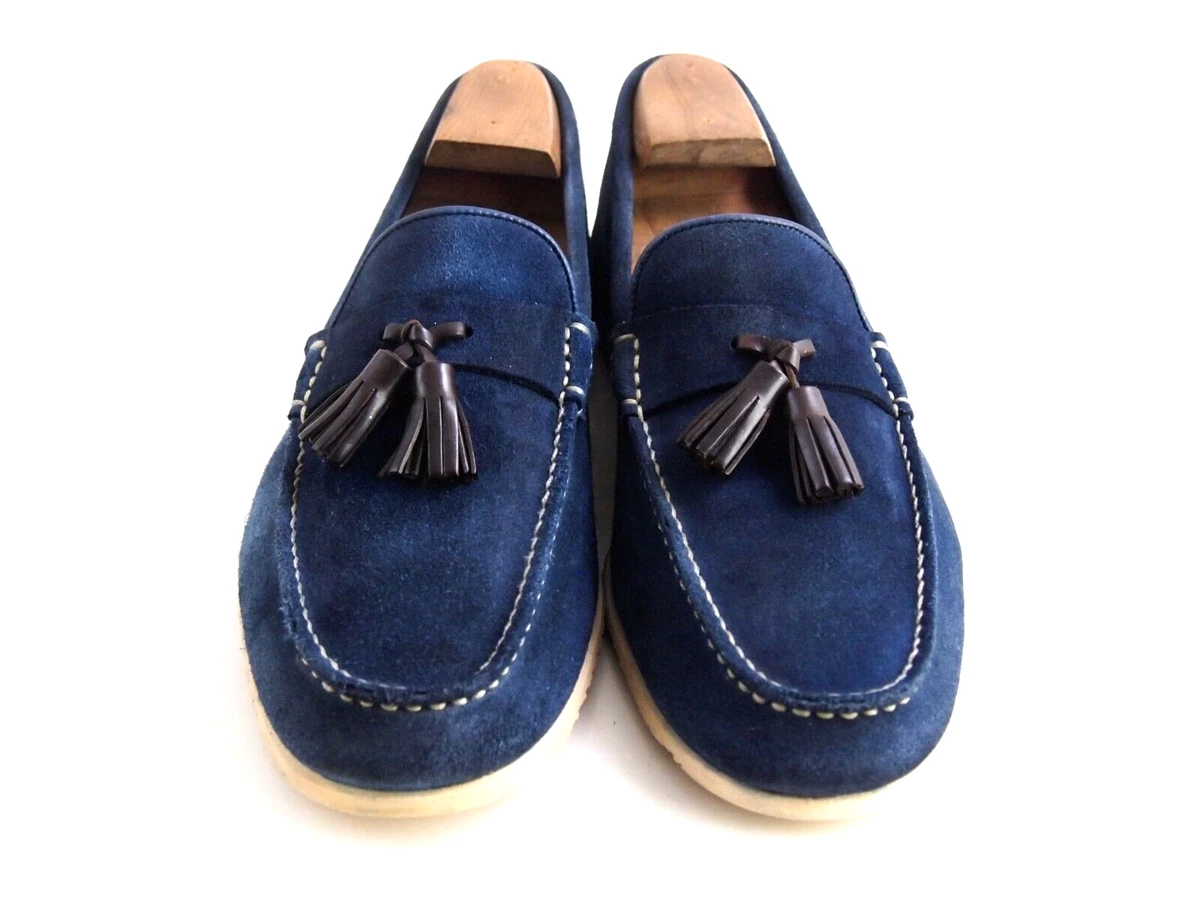 Blue suede tassel loafers hotsell mens
