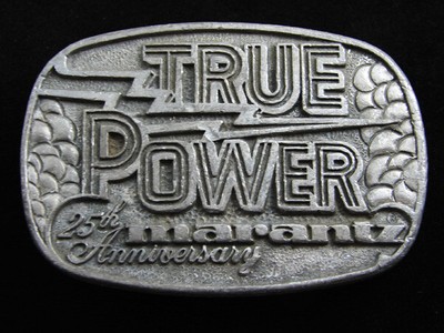 RE09157 VINTAGE 1970s **TRUE POWER MARANTZ 25TH ANNIVERSARY** MUSIC BELT BUCKLE