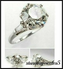 14K White Gold Over 2.49CT Round Cut Diamond Engagement Wedding Lab-Created Ring
