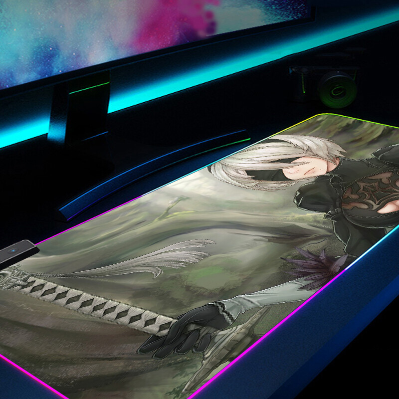 Large RGB Anime Gaming Mousepad with LED Lighting - XL Desk Mat for Keyboard & Mouse