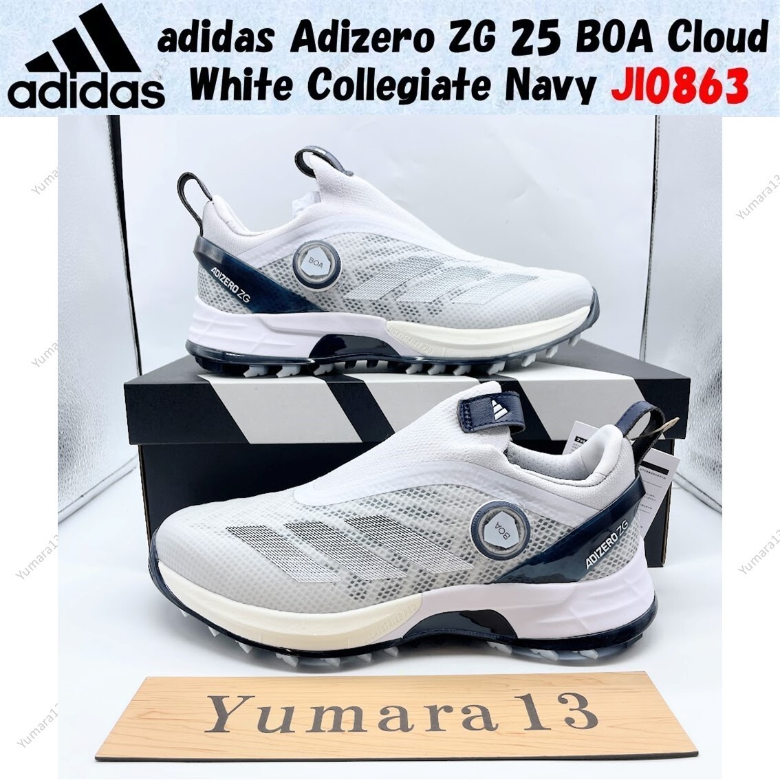 シューズ(男性用) ADIZERO ZG 25 BOA 26.5 adidas Adizero ZG 25 BOA Cloud White Collegiate Navy JI0863 Men's