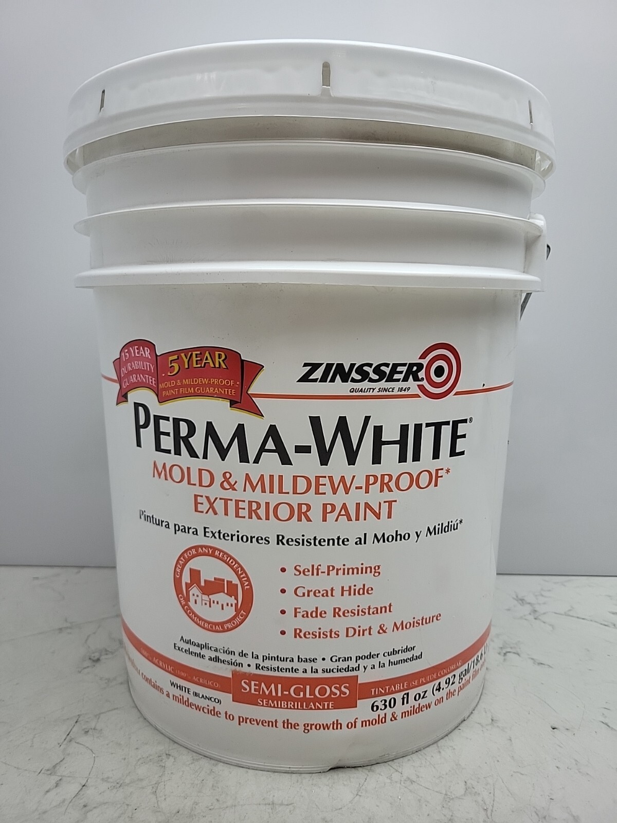 Zinsser Interior/Exterior Paint 3130 SemiGloss Alkyd Enamel White 5