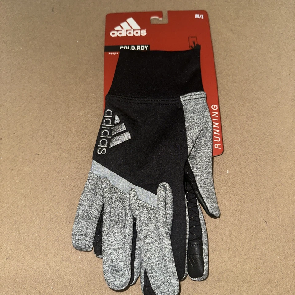 Adidas COLD.RDY Guantes para Correr Negros/Grises Adultos Hombres Medianos/Grandes Foto 2 de 4