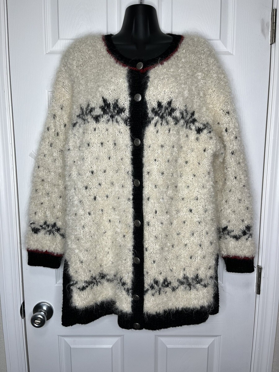 【最安値ゲリラセール❗️】Mohair Cardigan Fluffy Oversized Cream Beige Mohair Hand Knit Cardigan