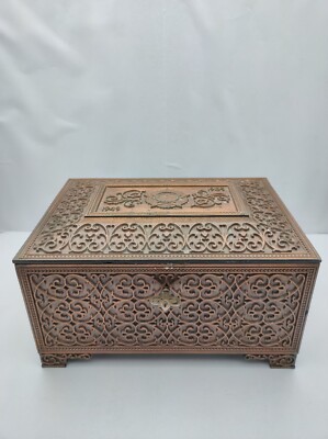 Soviet vintage metal box in honor of the 40th anniversary of the Victory USSR De
