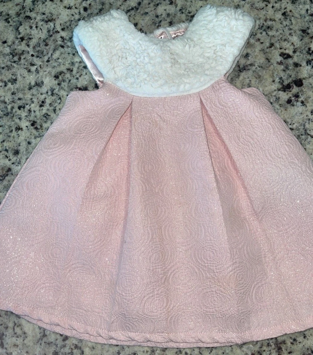 Pink faux top fur dress