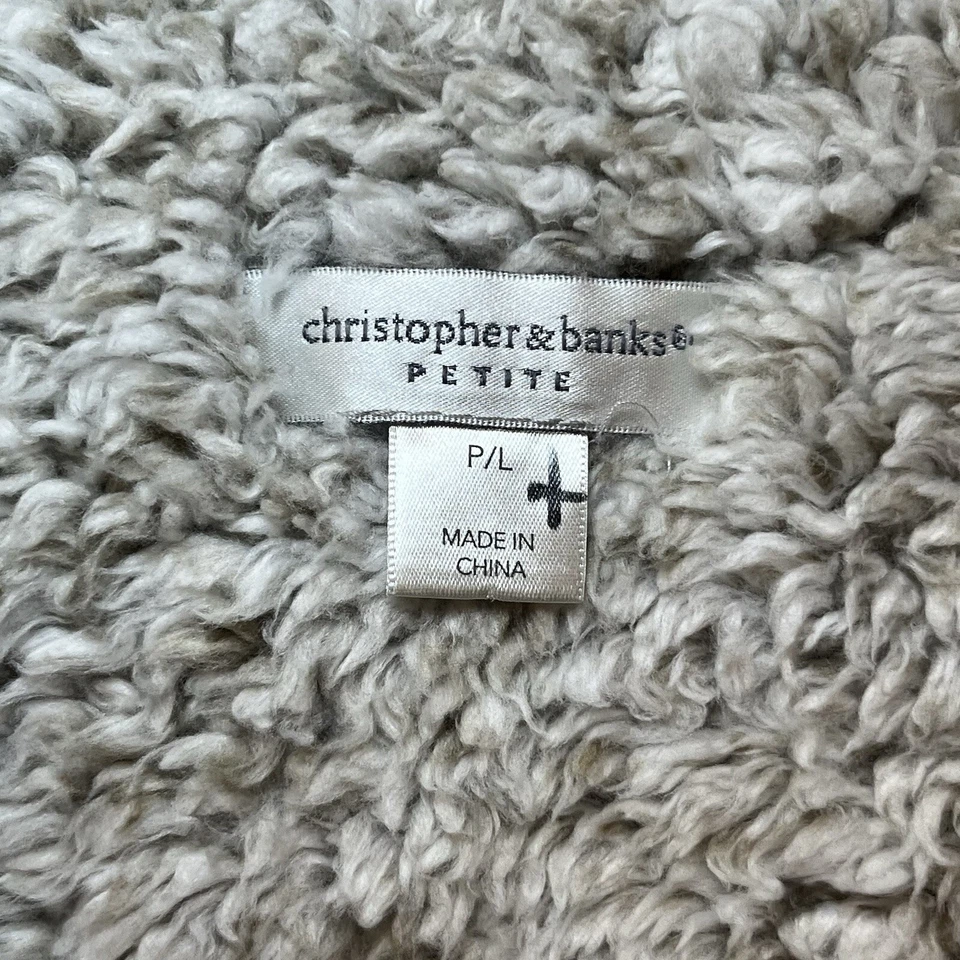 Acogedor chaleco a cuadros Christopher Banks talla Petite L azul y tostado con forro de sherpa Foto 2 de 4