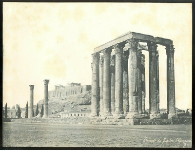 Photochromie Vintage D'Athènes (1901) - L'Acropole Et Le Temple De Jupiter Olympien - Format 17x23 Cm - Tirage Original