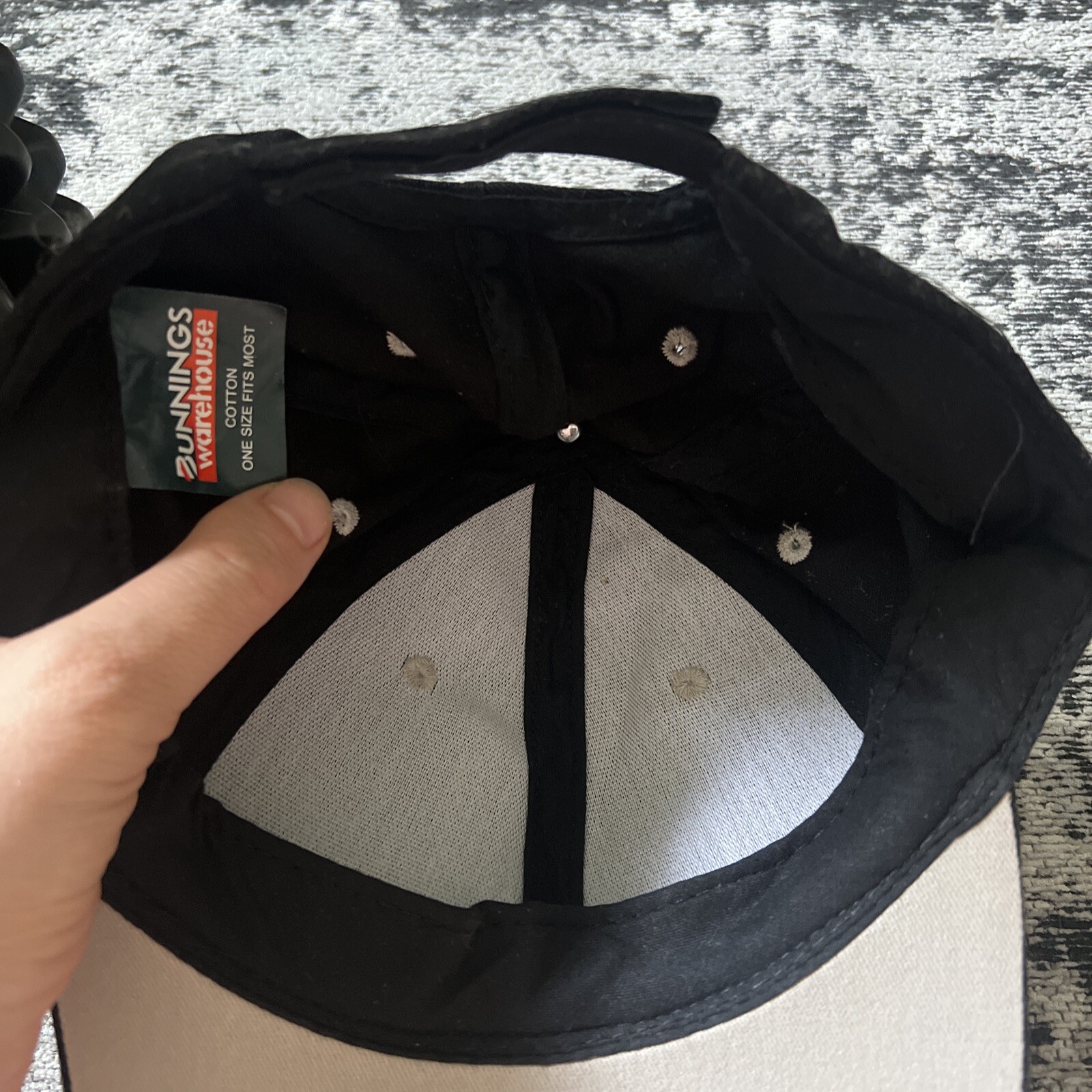Bunnings Warehouse black cap hat tradie adjustable strap eBay