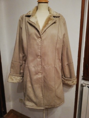 Gabriella Vicenza Mantel Kunstfell beige Gr. 42-44