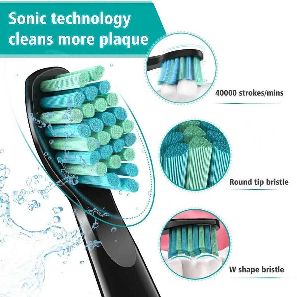 Cepillo de dientes eléctrico sónico Fairywill recargable 8 cabezales de repuesto estuche de viaje Foto 3 de 4