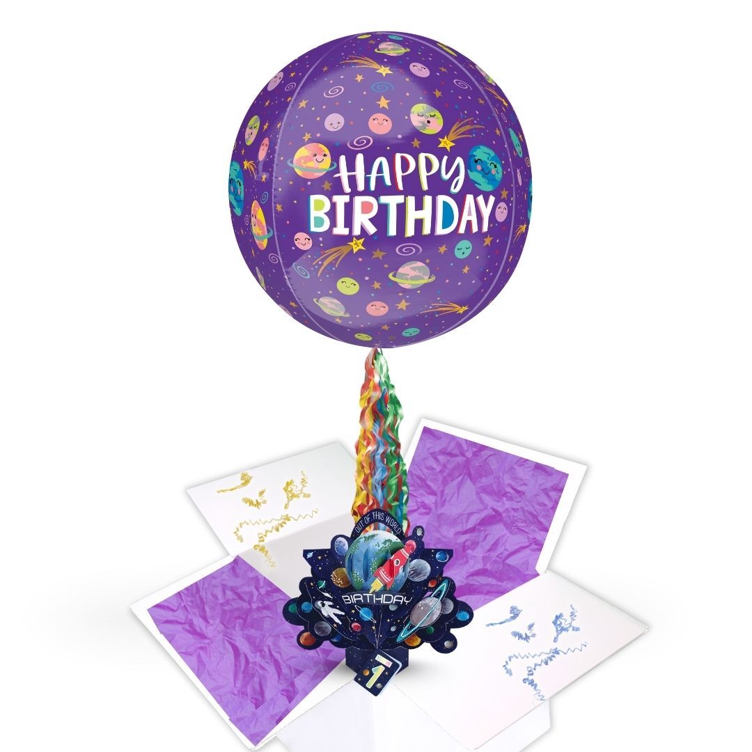 Boys 1st Birthday Pop Up Card Floating Balloon In A Box Surprise