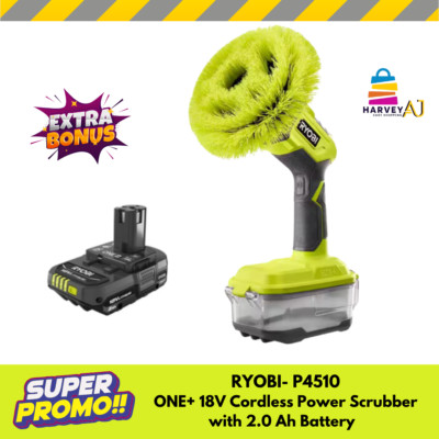 Ryobi P4510 18V  One+ Power Scrubber with 2.0 Ah Battery