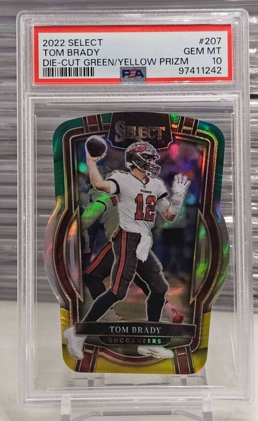 🔥 2022 PANINI Select TOM BRADY Die Cut Green Yellow 207 PSA 10 🐐 Population 8