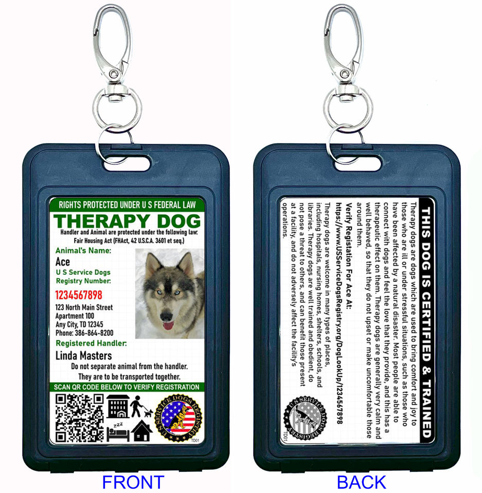 Holographic Therapy Dog ID Card With QR Code & Holder Personalized With Portrait Holographic Therapy Dog ID Card With QR Code & Holder Personalized With Portrait