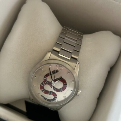NWT Gucci G-Timeless 38mm Colored Snake Motif Stainless Steel Watch YA1264076