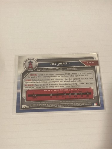 Bowman Chrome 2019 Jose Suarez Gold Refractor /50 First RC Rookie #CPA-JS Auto - Picture 3 of 3
