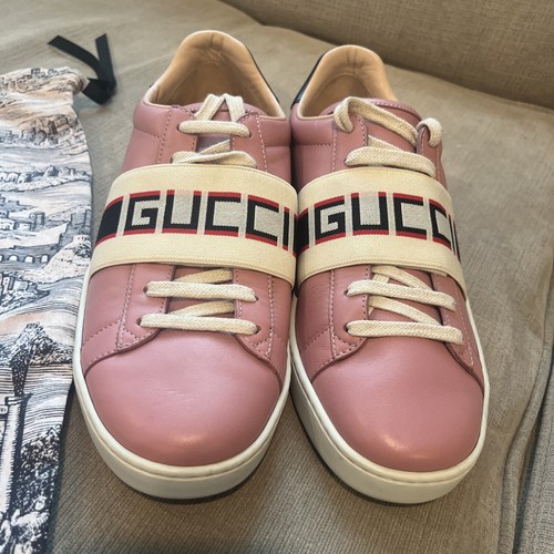 Zapatillas bajas Gucci de cuero rosa Ace Gucci a rayas talla 38 - Imagen 1 de 11