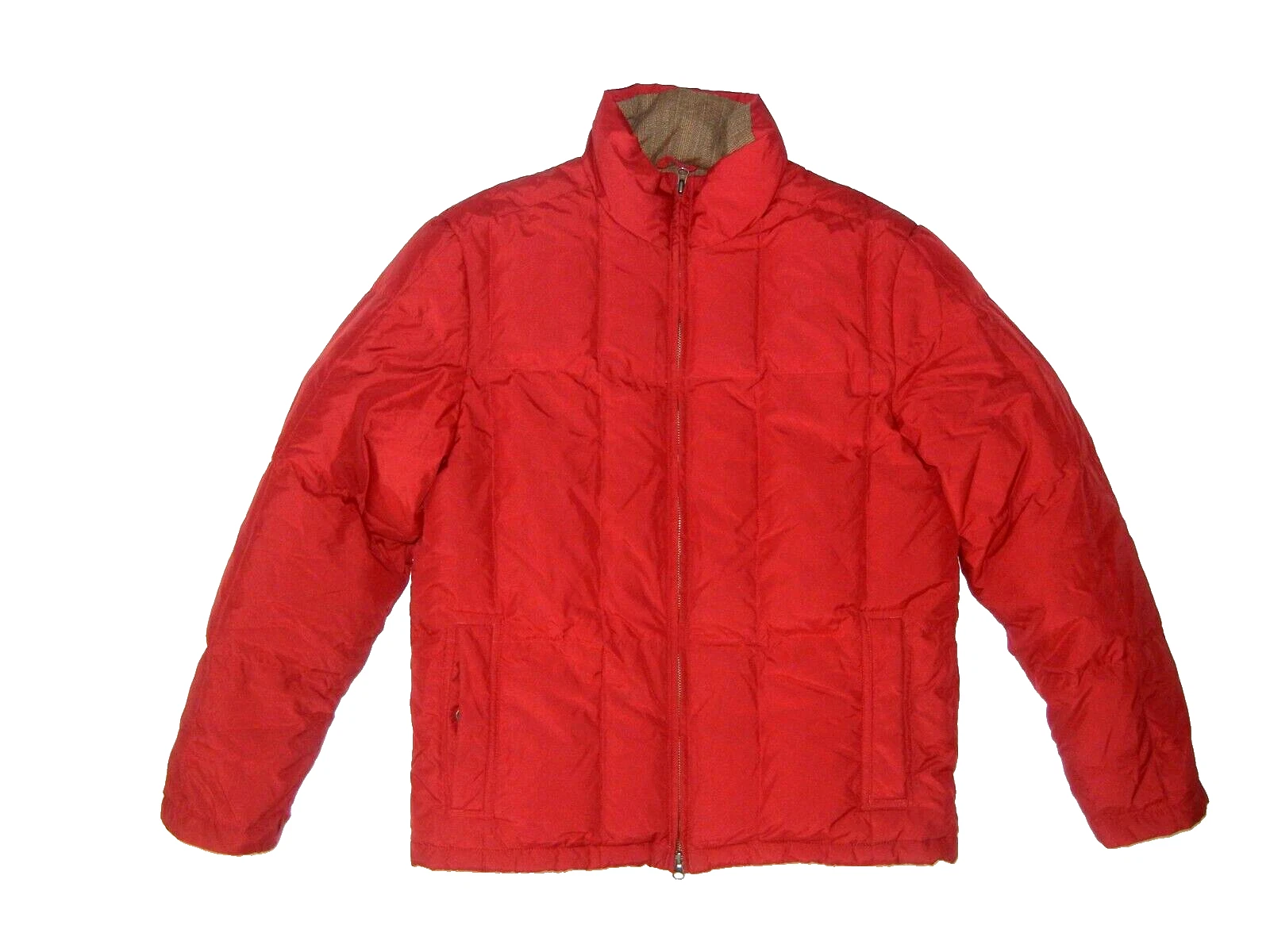 EDDIE BAUER Red Warm GOOSE DOWN WINTER JACKET Puffer Ski Hike Gear Coat Men's M