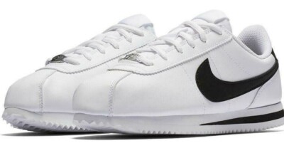Nike Cortez Basic SL GS Leather Classic White/Black Women Size 8.5 / 7 Youth
