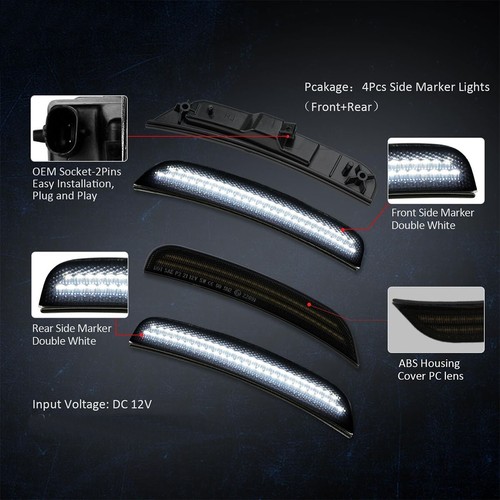 Para Chrysler 300 300C 300S 2015-2023 Guardabarros delantero trasero LED luz de señalización lateral 4X - Imagen 6 de 16
