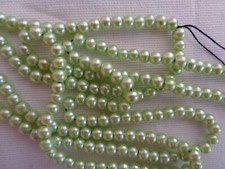 Bead, Glass pearl, lime green, 3-4mm round. Sold per pkg of 2