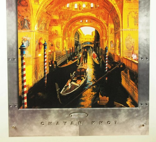 vtg 1999 CHAYAN KHOI Cyberealism 24x36" poster ~ VENICE ~ gondola canal mosaic - Picture 4 of 11