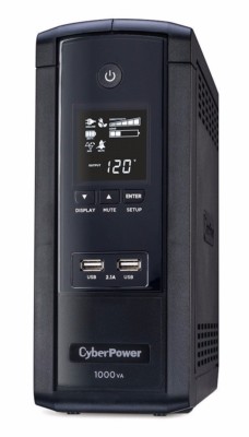 CyberPower - BRG1000AVRLCD - UPS with 600W 1000VA  LCD and 2.1 USB Charging