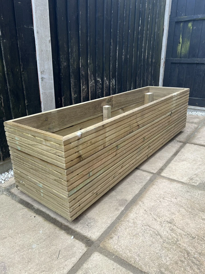 CUSTOM SIZE  Wooden Decking Planter Timber Garden Trough Large PLEASE MESSAGE - Image 2 of 4