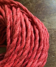 Red Jute Rope Electrical Cord - Rustic Style Hemp Covered Lamp/Pendant Wire